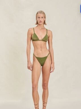 DEVON WINDSOR Olive Green Textured Bikini